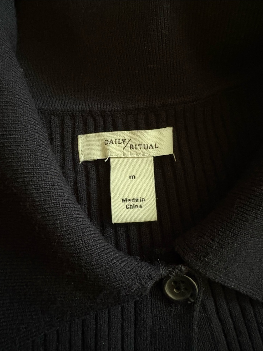 Daily Ritual Navy Ribbed Button-Front Sweater - Picture 3 of 3